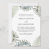 Boho Sage Green Fern Watercolor Wedding Einladung (Vorderseite)
