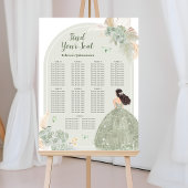 Boho Sage Green Floral 15 Años Seating Chart Poster