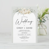 Boho Sage Green Floral Arch Wedding Einladung (Stehend Vorderseite)