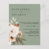 Boho Sage Green Floral Bouquet Wedding Postkarte (Vorderseite)