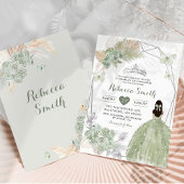 Boho Sage Green Floral Geometric Quinceañera Einladung