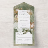 Boho Sage Green Floral Grass Dinner All In One Einladung (Innen Boden)