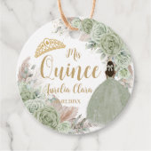 Boho Sage Green Floral Pampas Quinceañera Princess Geschenkanhänger (Vorderseite)