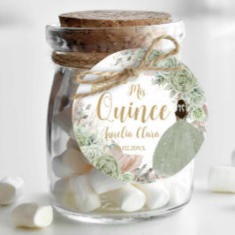 Boho Sage Green Floral Pampas Quinceañera Princess Geschenkanhänger