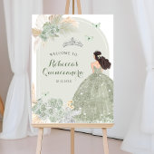 Boho Sage Green Floral Prinzessin 15 Años Willkomm Poster