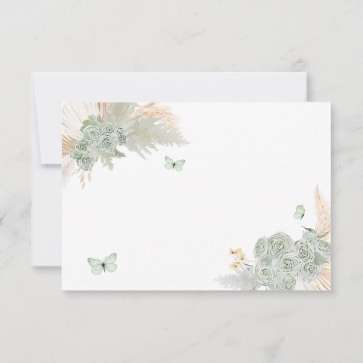 Boho Sage Green Floral Quinceañera QR RSVP Karte (Rückseite)