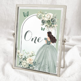 Boho Sage Green Floral Quinceañera Tischnummer
