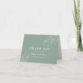 Boho Sage Green Floral Wedding Danke Karte