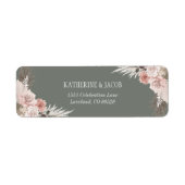 Boho Sage Green Floral Wedding Rücksendeadresse (Vorne)