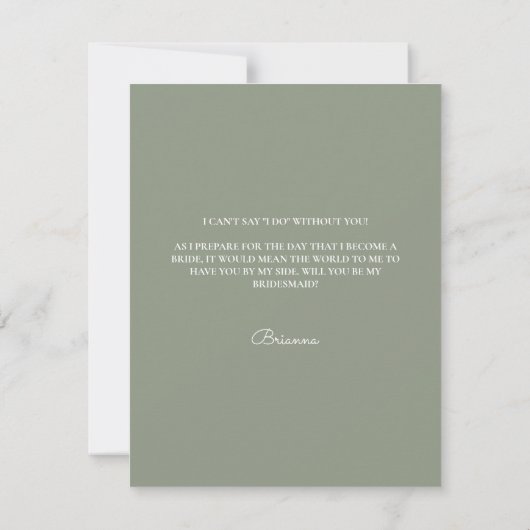 Boho Sage Green Foto Bridesmaid Vorschlag Card (Rückseite)