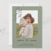 Boho Sage Green Foto Save the Date-Karte Save The Date (Vorderseite)