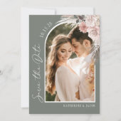 Boho Sage Green Foto Wedding Save The Date (Vorderseite)