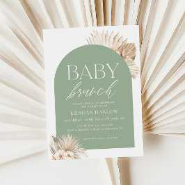 Boho Sage Green Gender Neutral Baby Brunch Einladung