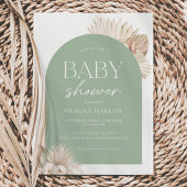 Boho Sage Green Gender Neutral Baby Dusche Einladung