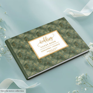 Boho sage green gold Blätter Hochzeitsgast-Buch Gästebuch