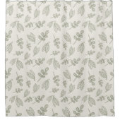 Boho Sage Green Leaf Muster Duschvorhang (Vorderseite)