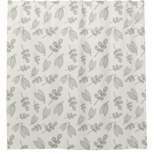 Boho Sage Green Leaf Muster Duschvorhang (Vorderseite)