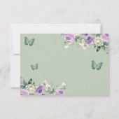Boho Sage Green Lilac Floral Princess XV Años UAWG RSVP Karte (Rückseite)