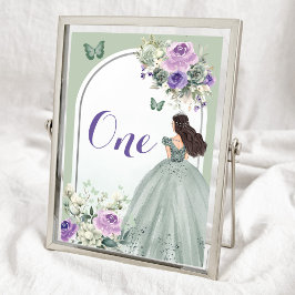 Boho Sage Green Lilac Floral Quinceañera Tischnummer
