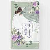 Boho Sage Green Lilac Princess Quinceañera Large Banner (Vertikal)