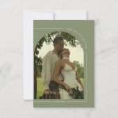 Boho Sage Green & Linen Arches Minimalist Photo  Dankeskarte (Rückseite)