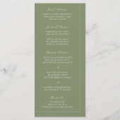 Boho Sage Green & Linen Arches Minimalist Wedding Menükarte (Rückseite)