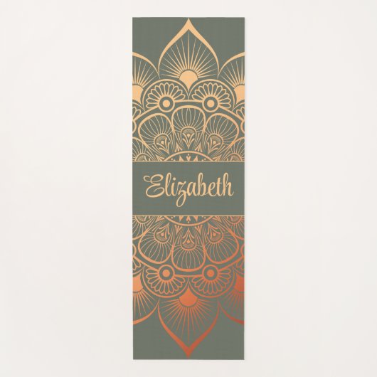 Boho Sage Green Mandala Individuelle Name Yoga Mat Yogamatte (Vorderseite)