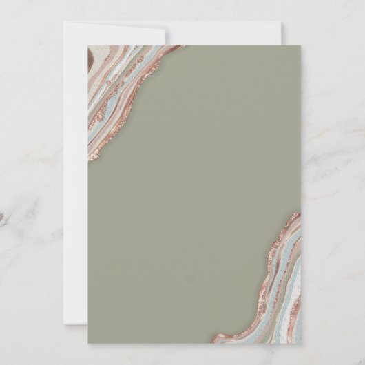 Boho Sage Green Marble Stone Agate Save the Date I Einladung (Rückseite)