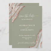 Boho Sage Green Marble Stone Agate Save the Date I Einladung (Vorne/Hinten)