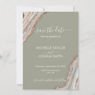 Boho Sage Green Marble Stone Agate Save the Date I Einladung