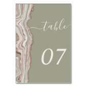 Boho Sage Green Marble Stone Agate Save the Date Tischnummer (Rückseite)