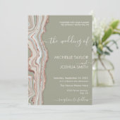 Boho Sage Green Marble Stone Earthy Agate Invitat Einladung (Stehend Vorderseite)