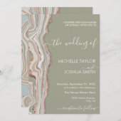 Boho Sage Green Marble Stone Earthy Agate Invitat Einladung (Vorne/Hinten)
