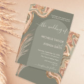 Boho Sage Green Marble Stone Earthy Pampas Grass I Einladung