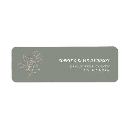 Boho Sage Green Minimalistisch Rücksendeadresse (Vorne)