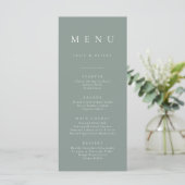 Boho Sage Green Minimalistisch Simple Flat Menu Menükarte (Stehend Vorderseite)