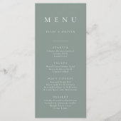 Boho Sage Green Minimalistisch Simple Flat Menu Menükarte (Vorderseite)