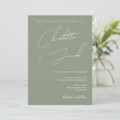 Boho Sage Green Minimalistisch Simple Wedding Einladung (Stehend Vorderseite)