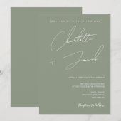 Boho Sage Green Minimalistisch Simple Wedding Einladung (Vorne/Hinten)