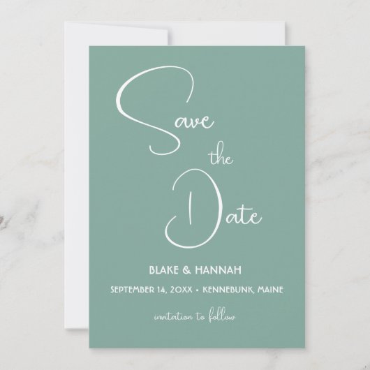 Boho Sage Green Minimalistisch Wüste Save the Date Einladung (Vorderseite)