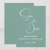 Boho Sage Green Minimalistisch Wüste Save the Date Einladung (Vorne/Hinten)