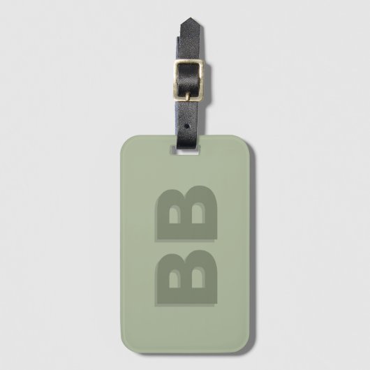 Boho Sage Green Modern Monogram Initial Gepäckanhänger (Vorderseite Vertikal)