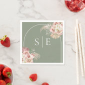Boho Sage Green Pampas Grass Arch Monogram Napkins Serviette (Beispiel)