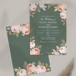 Boho Sage Green Peonies Hochzeitseinladung Einladung