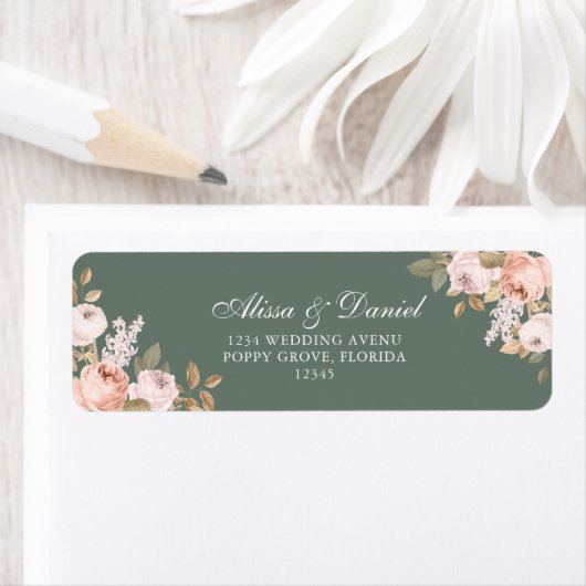 Boho Sage Green Peonies Rücksendeadresse (Insitu)