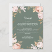 Boho Sage Green Peonies Wedding Details Card Einladung (Vorderseite)