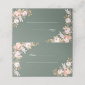 Boho Sage Green Peonies Wedding Platzkarte (Außenseite Aufgefaltet)