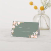 Boho Sage Green Peonies Wedding Platzkarte (Vorderseite)