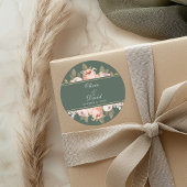 Boho Sage Green Peonies Wedding Runder Aufkleber
