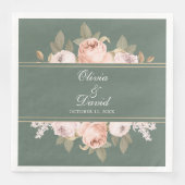 Boho Sage Green Peonies Wedding Serviette (Vorderseite)